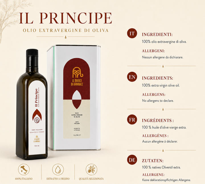 OLIO EXTRAVERGINE DI OLIVA "IL PRINCIPE" 5 LITRI